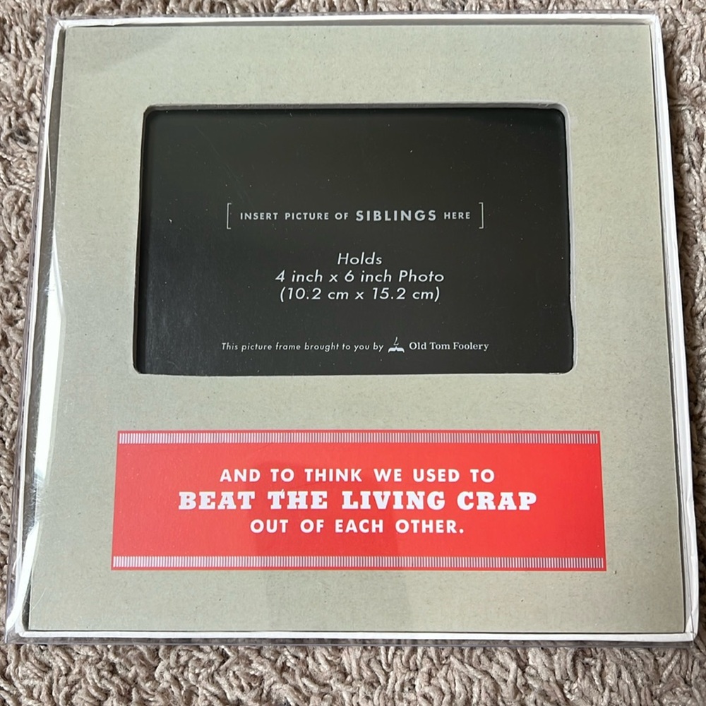 “And to think we used to beat the living crap out of each other” picture frame